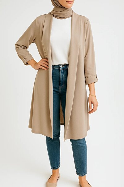 MayaCloset Women's Long Knitwear Beige Duster Cardigan