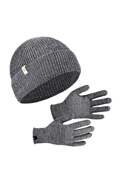NORFOLK Winter Set 70% Merino Wool Thermal Beanie and Gloves 2-Piece Winter Set