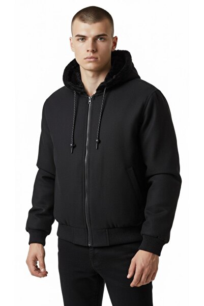 Plus Scorpion oversized Ανδρικό παλτό από γούνα διπλής όψης – με κουκούλα , Χειμερινό και ζεστό