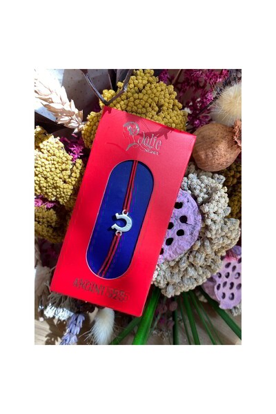 Jolie Silver Red Cord Bracelet, 925 Silver, Horseshoe, Jolie Silver, 0.6 g, 10x15 mm