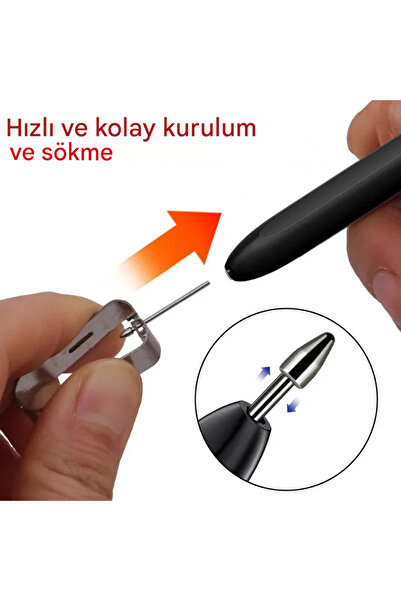 gökmer S Pen Tablet Compatible Pen Tip S6/S6+/S7Fe/S7+/S8/S8Fe/S9/S9Ultra/S10/S10Ultra/S11 (2 Metal Pieces)