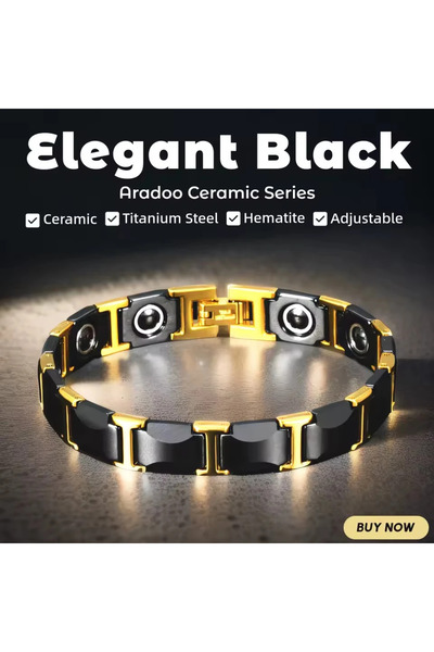 NEALDİN Aradoo Tiens Manyetik Enerji Bilekliği – Titanyum Çelik, Seramik Detaylı, Sağlık & Denge Bilekliği