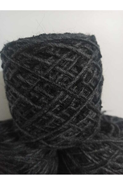 İPEK YÜN İPLİK DÜNYASI Macaron Knitting Yarn (Dark Grey) Pompom Yarn (Black) Mix 100Gr