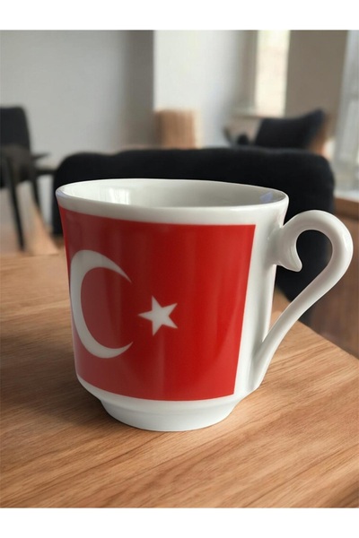 Kuzey Tacı Special Design Porcelain Coffee Cup and Saucer with Turkish Flag Vip