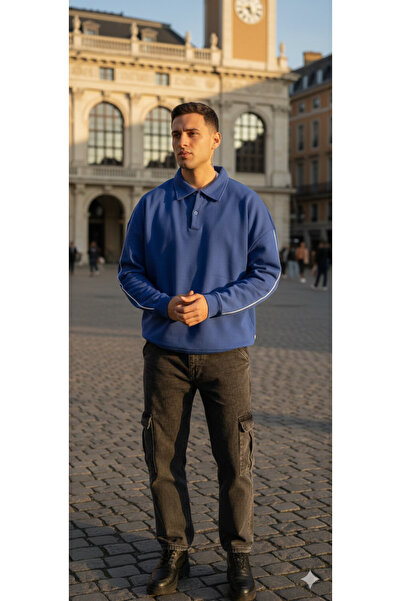 HeviStor Polo Yaka Swea tricou Tricotaj detaliat oversize