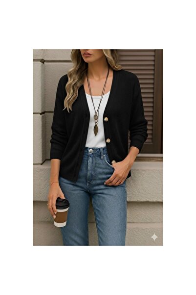 vuvutasarım New Season Long Sleeve Button Detailed Women's Knitwear Cardigan Js2008