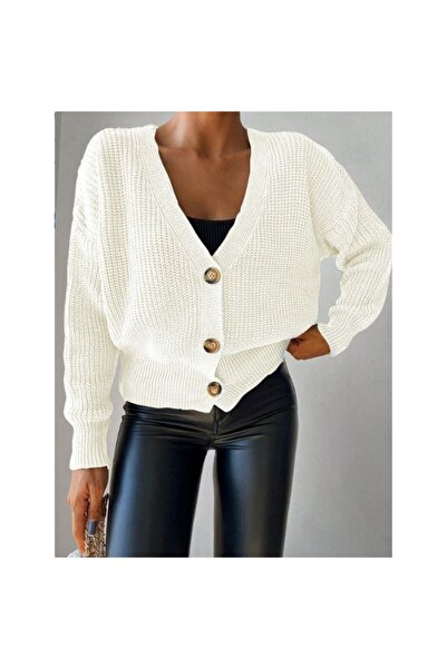 vuvutasarım New Season Long Sleeve Button Detailed Women's Knitwear Cardigan Js2008