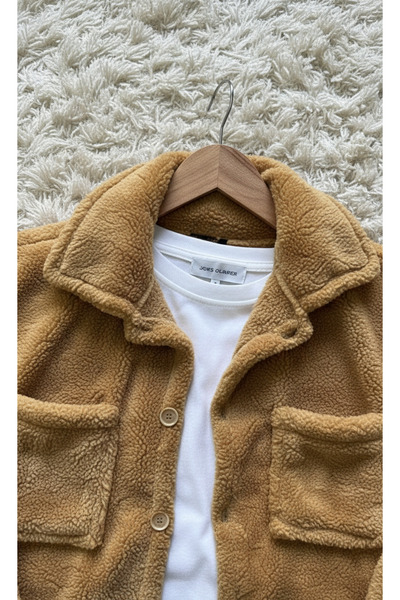 Fifty Color Trend, Men'S, Tan, Teddy Sherpa, Plush, Fleece, Jacket, Black, Jogger Sweatpants