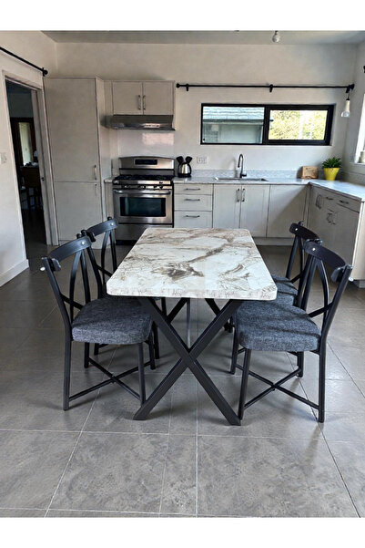 NESU EV 70 x 110 Masa Tonet Sandalye Takımı, 4 Kişilik Mutfak Masa Takımı Bey...