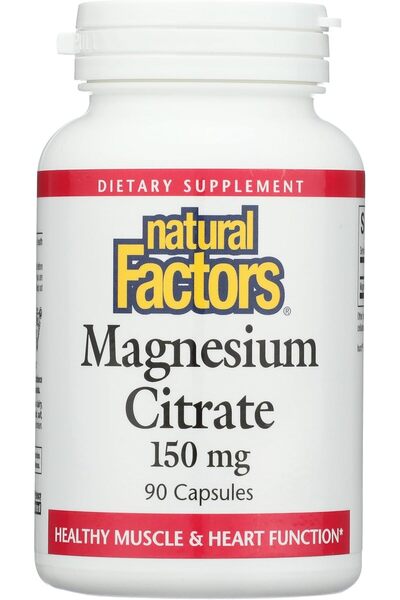 Natural Factors سترات المغنيسيوم، 150 ملغ، 90 كبسولة