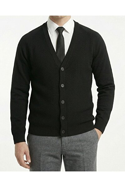 TerziAdemAltun Italian Style S Slim Fit Men's Cardigan Black T13220