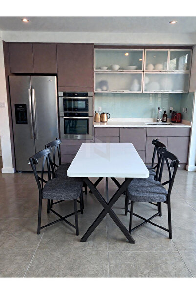 NESU EV 70 x 110 Masa Tonet Sandalye Takımı, 4 Kişilik Mutfak Masa Takımı Beyaz