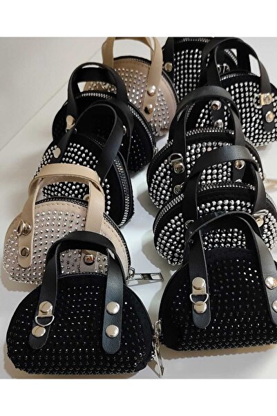 mercan bags Kadın Taşlı Minimal Askılı Cüzdan Çanta