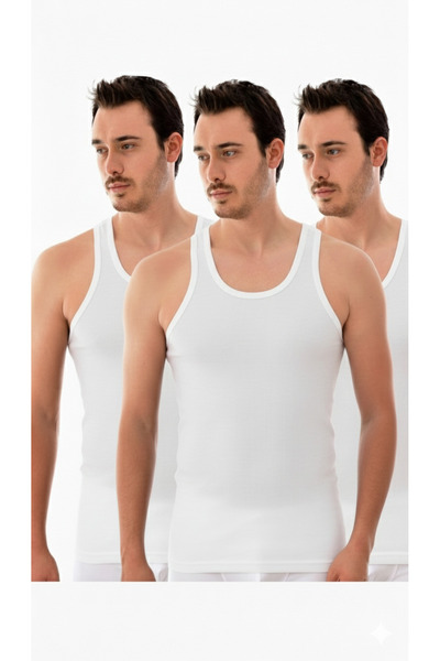 BEYAZTOPTAN Men's Black Cotton Combed Undershirt Pack of 3 0101 New Season