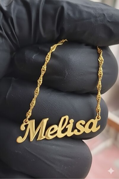 NİŞANTAŞI GÜMÜŞ 925 Ayar Gümüş Altın Kaplama Melisa İsimli Kişiselleştirilebi...