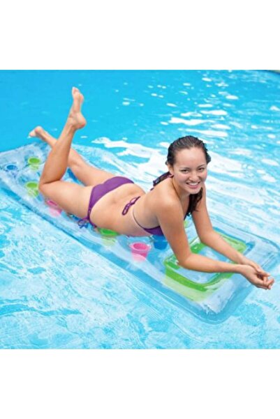 BESTWAY Inflatable mattress MER with pockets, transparent, 1.88 x 0.71 m