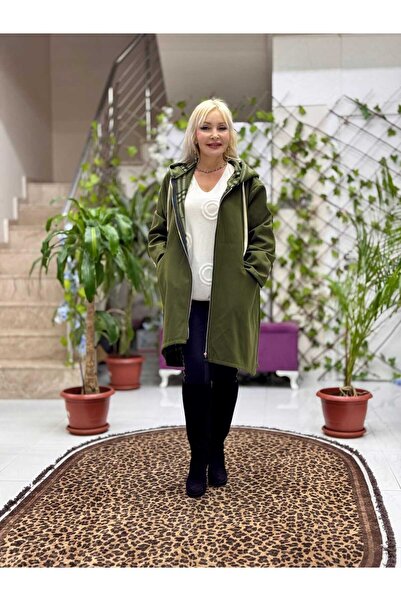 Punta Otantik Yg12589 Plaid Hooded Italian Cashmere Coat Khaki