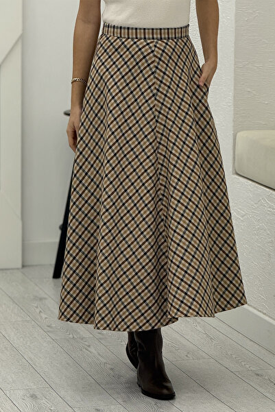 Suziş Plaid Patterned Godeli Skirt 4S183