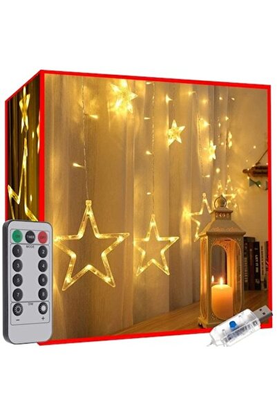 WTO WTO® Star Light Curtain, 138 LEDs, USB, warm white, IP44, Remote Control, 2.5 x 1 m, white