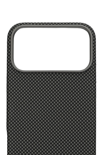 PiyasaSepeti غطاء كربوني منسوج ماجسيف لآيفون 17 برو بلون التيتانيوم الرمادي
