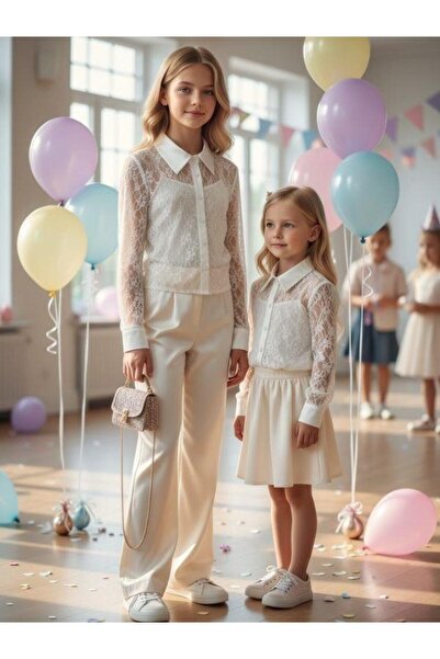 Zekids Cămașă cu design body din dantelă pentru fetiță