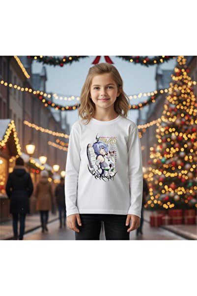 venüsdijital Neon Genesis Evangelion, Rei Ayanami Printed Girls' Long Sleeve T-Shirt