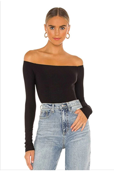 MetuCA Women's Black Double Layered Sandy Fabric Madonna Collar Long Sleeve S...