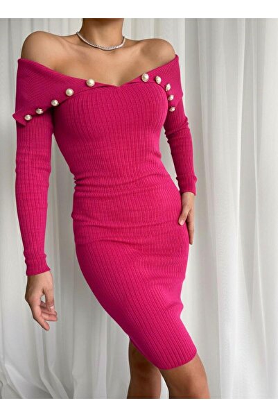 Modafeminen ROCHIE TRICOTATĂ TR0105 FUCHIA