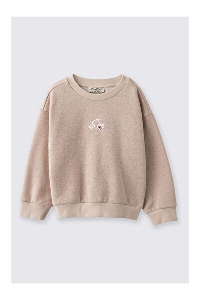 Panço سويت شيرت بناتي مطرز باللون البيج 2521GB08029