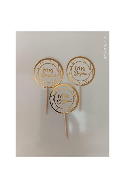 BEST PARTİ 8'li Pasta Kürdanı İyiki Doğdun Gold Yaldızlı Beyaz