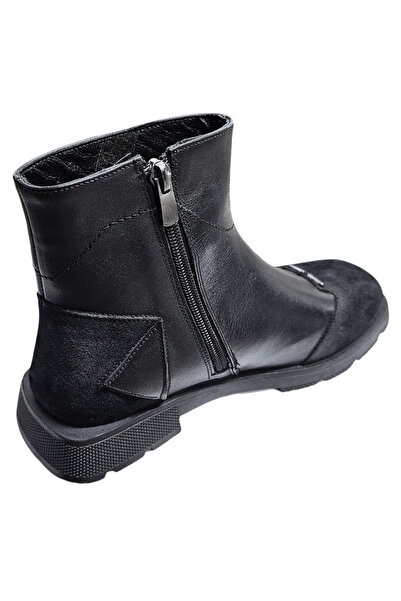 ROM Elegant wide women's leather ankle boots, black, sizes 36-40