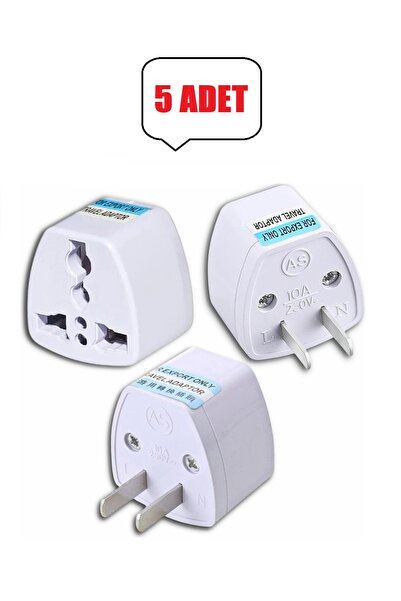 Derwell 5 Adet Ingiltere Abd Fiş Adaptörü 2 Pinli Amerikan Avrupa Seyahat Güç...