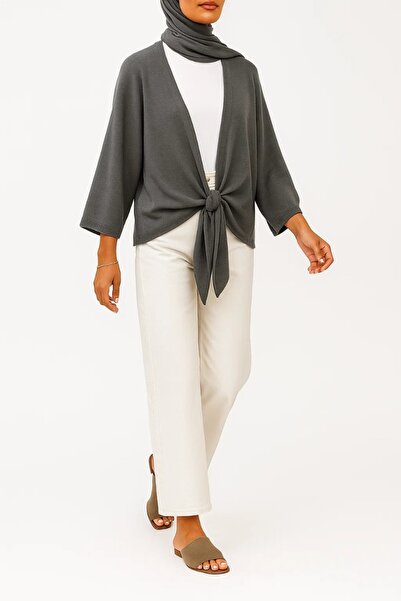 MayaCloset Women's Knitwear Gray Muse Cardigan