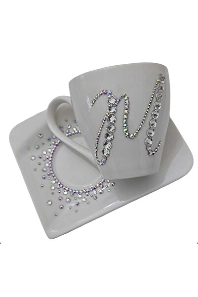 by Alexandra Vacarusi Cup and saucer set, white 36cl, personalized gift,