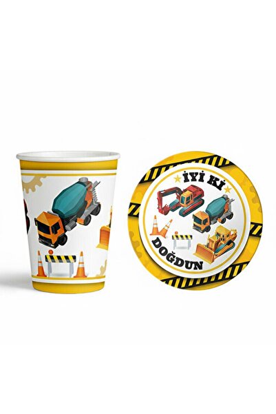 BAL10 DÜNYASI Construction Themed Plate and Cup Set
