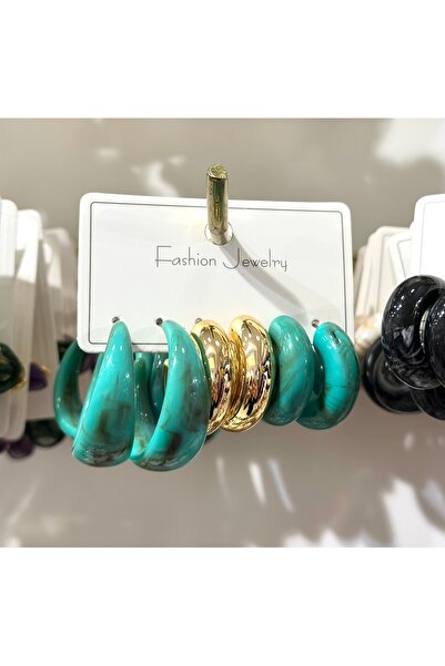 FASHION طقم أقراط ذهبية خضراء فاخرة من هالكا