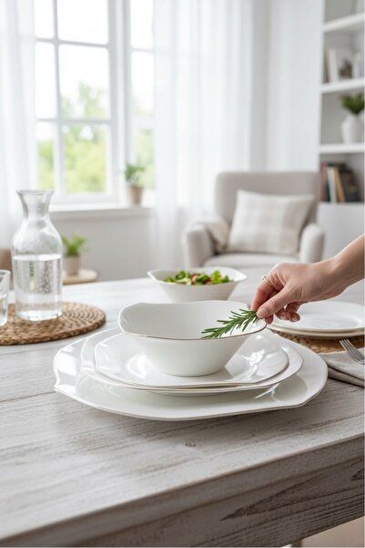 kitchenboost Hilland opal yemek takımı - 24 parça opal yemek seti takımı 6 ki...