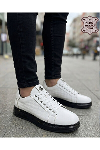 varmenpelle Genuine Leather Comfortable Sole Sports Sneaker - White