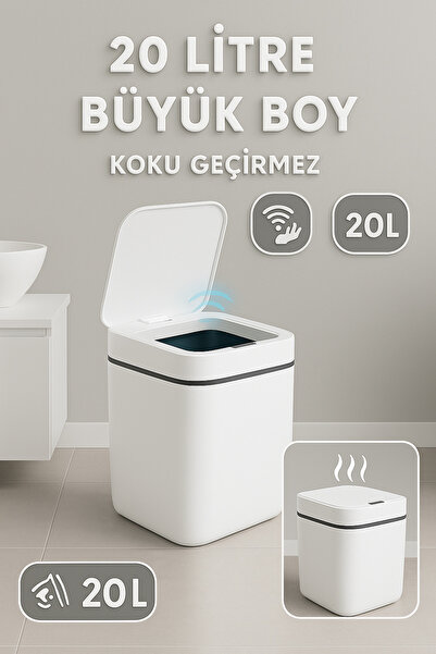 Eco Lounge Akıllı Sensörlü Çöp Kovası 20 Litre Hijyenik ve Kokusuz | Çöp Torb...