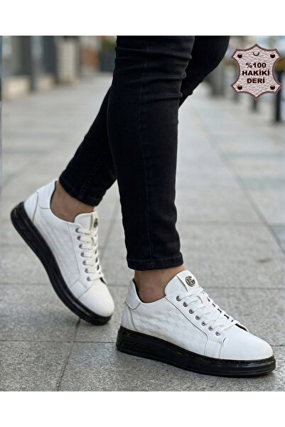 varmenpelle Genuine Leather Comfortable Sole Sports Sneaker - White