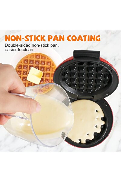 CROWNFUL Mini Waffle Maker, 4 Inch Chaffle Maker (Red)
