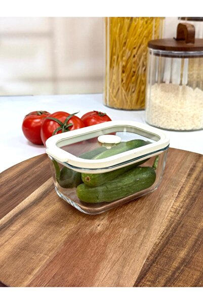 AROW Hıelo 470 Ml Cam Saklama Kabı-Krem Şerit TKEBT Şeffaf