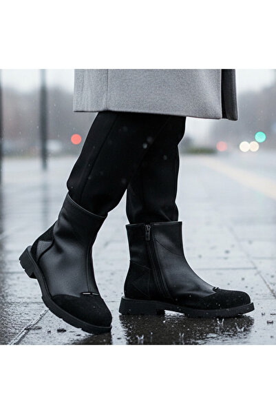 ROM Ghete elegante de damă, din piele, late, negre, mărimi 36-40