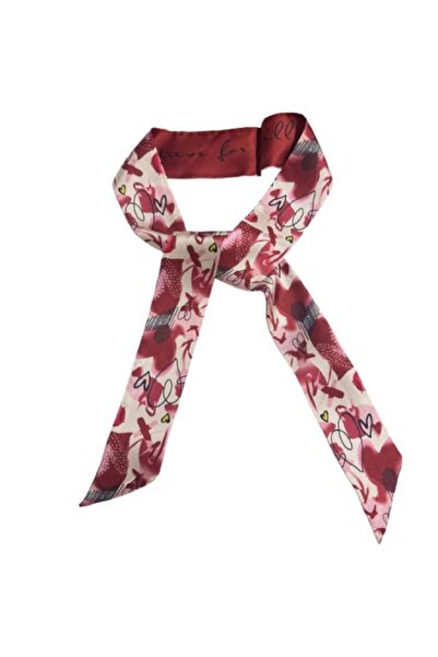 OMG Natural silk scarf, floral print, red, 6x125 cm