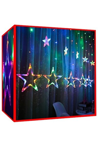 WTO ® Star light curtain, 138 LEDs, USB, multicolor, IP44, Timer, 250 x 100 cm, white