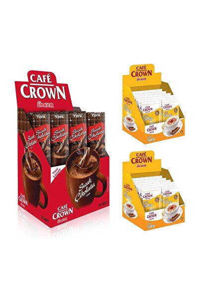 Ülker Cafe Crown Sıcak Çikolata 18,5 gr x 24 Adet ve Salep 15 gr x 20 Adet 2 li Set