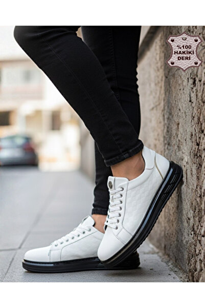 varmenpelle Genuine Leather Comfortable Sole Sports Sneaker - White