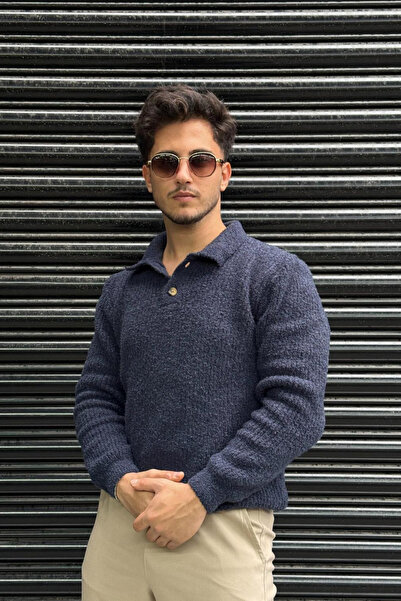 sunfyre Men's Poplin Fabric Polo Neck Knitwear Sweater