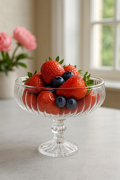 COCEM Standing Fruit Bowl Glass Bowl – Premium Transparent Standing Presentat...