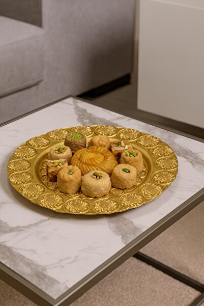 Byblos Set of 2 serving dishes ✨ Luxurious gold-patterned glass serving dish – multi-purpose for desserts and chocolates (32 cm - 3 cm deep) ✨